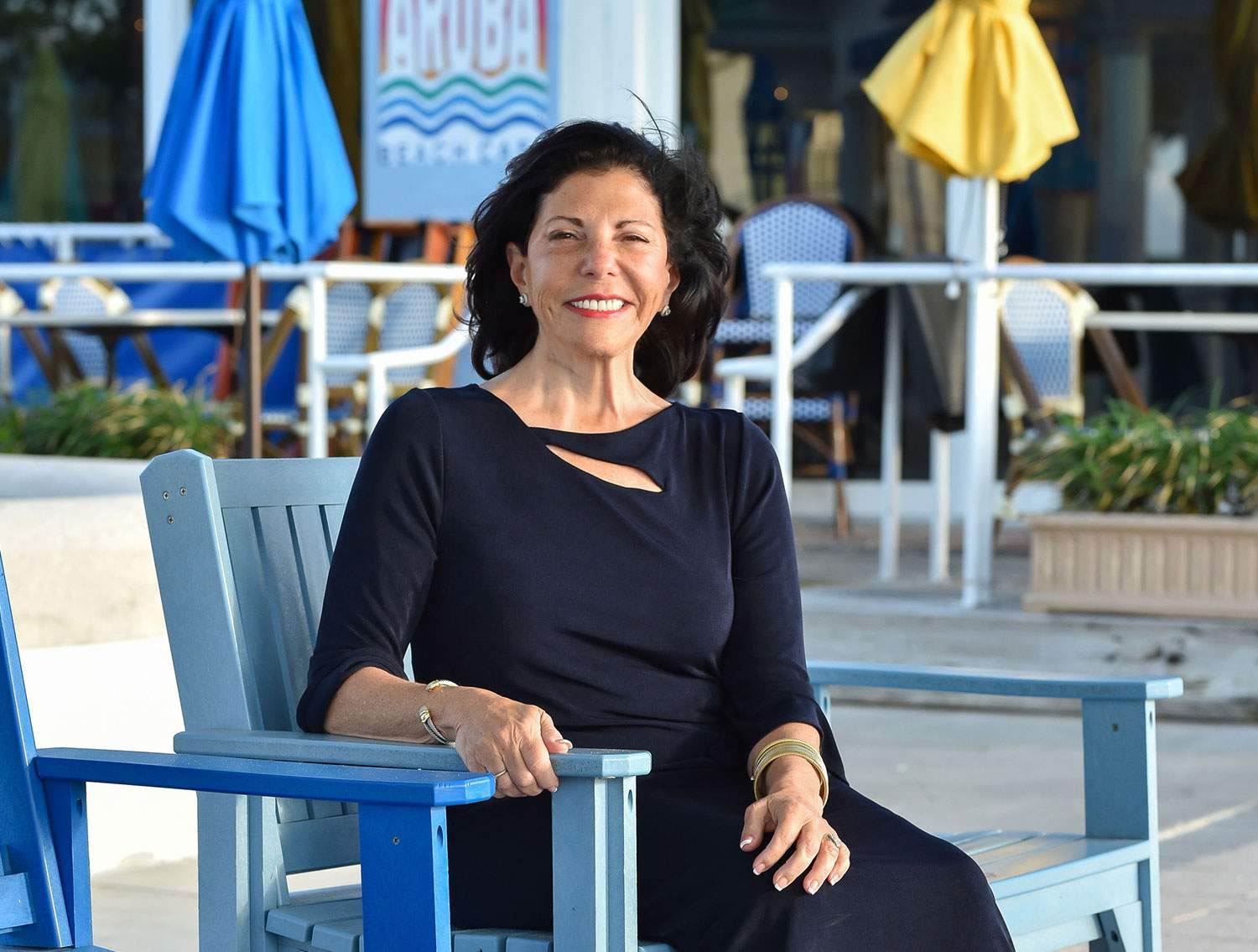 woman on a patio chair